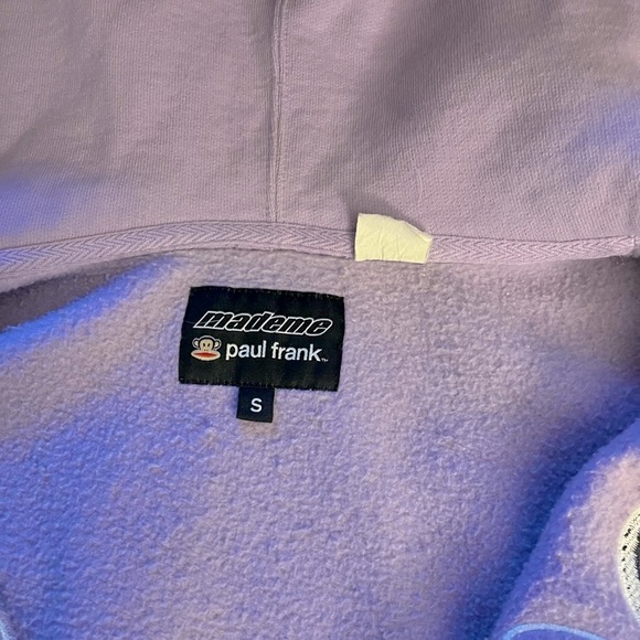 Paul Frank Mademe lilac embroidered emblem oversized zip up hoodie size small - Picture 5 of 7